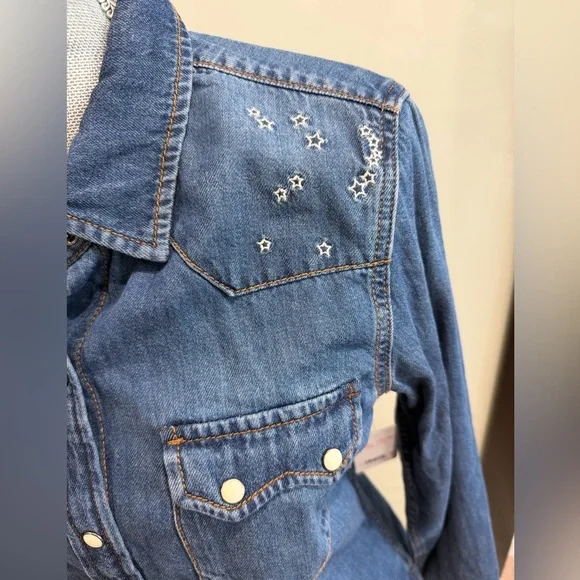 Lucky Brand Blue Denim Snap Button Down Shirt - New With Tags - Picture 2 of 9